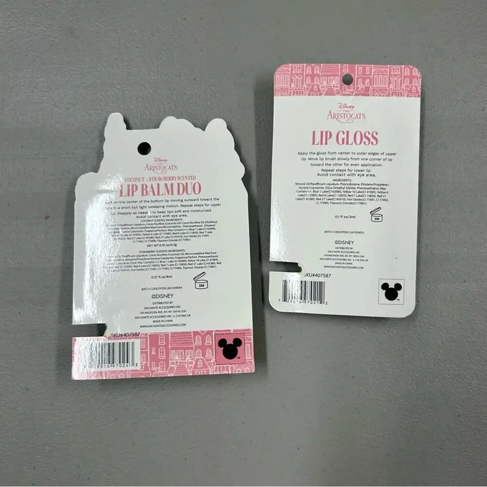 Disney Aristocats Marie Lip Oil, Lip Balm & Gloss Set Stocking Stuffer Gift Set